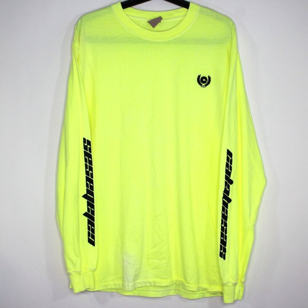 Calabasas Mens Medium Kanye West Frozen Yellow Long Sleeve T-Shirt NEW H863